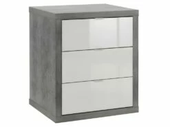 Caisson Rangement Mobile Bureau 3 Tiroirs Gris Et Blanc Laqué - GRANIT