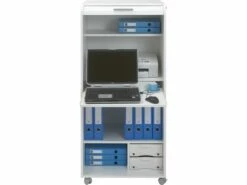 Armoire Informatique Blanche à Roulettes 2 Tiroirs - Coloris: Bambous 912 -mobilier de bureau Shop meuble bureau 10681529