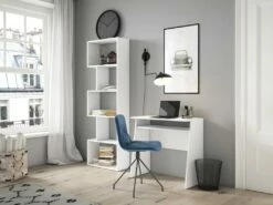 Bureau Nilson 1 Niche Couleur Blanc, 80 Cm Longueur -mobilier de bureau Shop meuble bureau 10761201