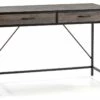 Bureau Tulum Noir,Table Pour PC, 2 Tiroirs, Style Industriel, 110 Cm Longueur