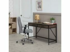 Bureau Tulum Noir,Table Pour PC, 2 Tiroirs, Style Industriel, 110 Cm Longueur -mobilier de bureau Shop meuble bureau 10762117