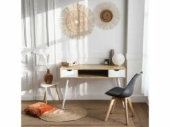 Bureau Scandinave Bois, Tiroirs Blancs BJORN - HAPPY GARDEN