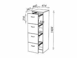 Classeur à Dossiers Suspendus 4 Tiroirs Blanc - TIRSUS -mobilier de bureau Shop meuble bureau 11142425