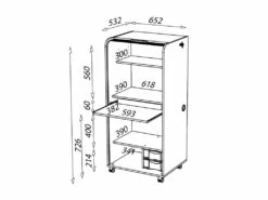Secrétaire Informatique Chêne à Rideau N°1 - ISERA -mobilier de bureau Shop meuble bureau 11142435