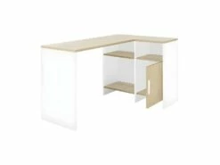Bureau D'angle Blanc/Bois - LIVERSTIA -mobilier de bureau Shop meuble bureau 11142911