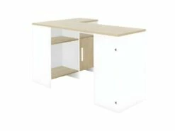 Bureau D'angle Blanc/Bois - LIVERSTIA -mobilier de bureau Shop meuble bureau 11142913