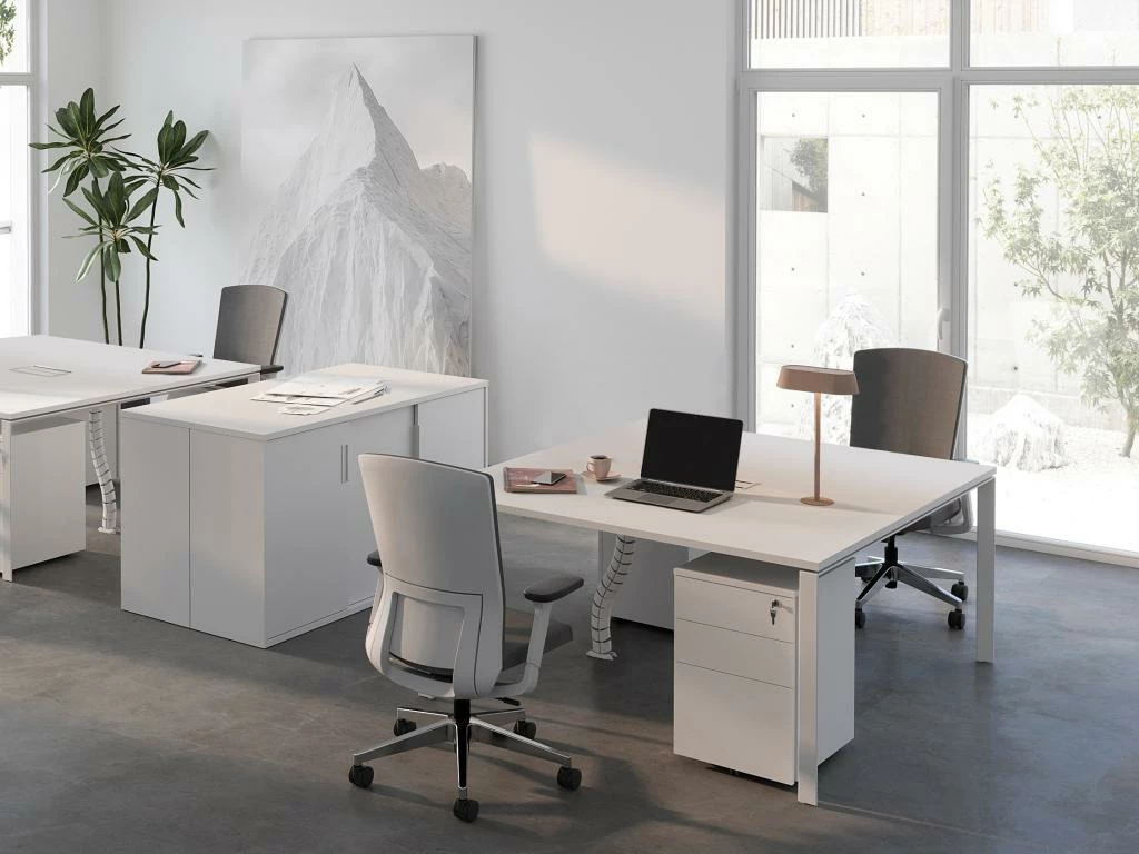 Bureau Bench 2 Personnes - Blanc - L160 Cm - DOWNTOWN 2 Bureau Bench 2 Personnes - Blanc - L160 Cm - DOWNTOWN – Image 2