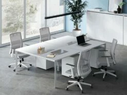 Bureau Bench 4 Personnes - Blanc - L140 Cm - DOWNTOWN