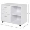HOMCOM Support D'imprimante Organiseur Bureau Caisson 3 Tiroirs + 2 Niches + Grand Plateau Panneaux Particules Blanc