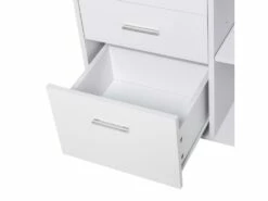 HOMCOM Support D'imprimante Organiseur Bureau Caisson 3 Tiroirs + 2 Niches + Grand Plateau Panneaux Particules Blanc -mobilier de bureau Shop meuble bureau 11209557