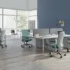 Bureau Bench 4 Personnes - Blanc - L120 Cm - Avec Séparateurs - DOWNTOWN