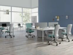 Bureau Bench 4 Personnes - Blanc - L120 Cm - Avec Séparateurs - DOWNTOWN