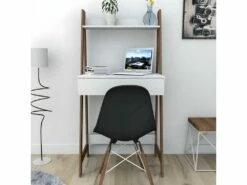 Bureau Secrétaire Blanc Et Châtaignier -mobilier de bureau Shop meuble bureau 12290805