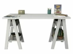 Bureau 2 Tréteaux Blanc 4 Etagères 7 Bureau 2 Tréteaux Blanc 4 Etagères -mobilier de bureau Shop meuble bureau 12290835