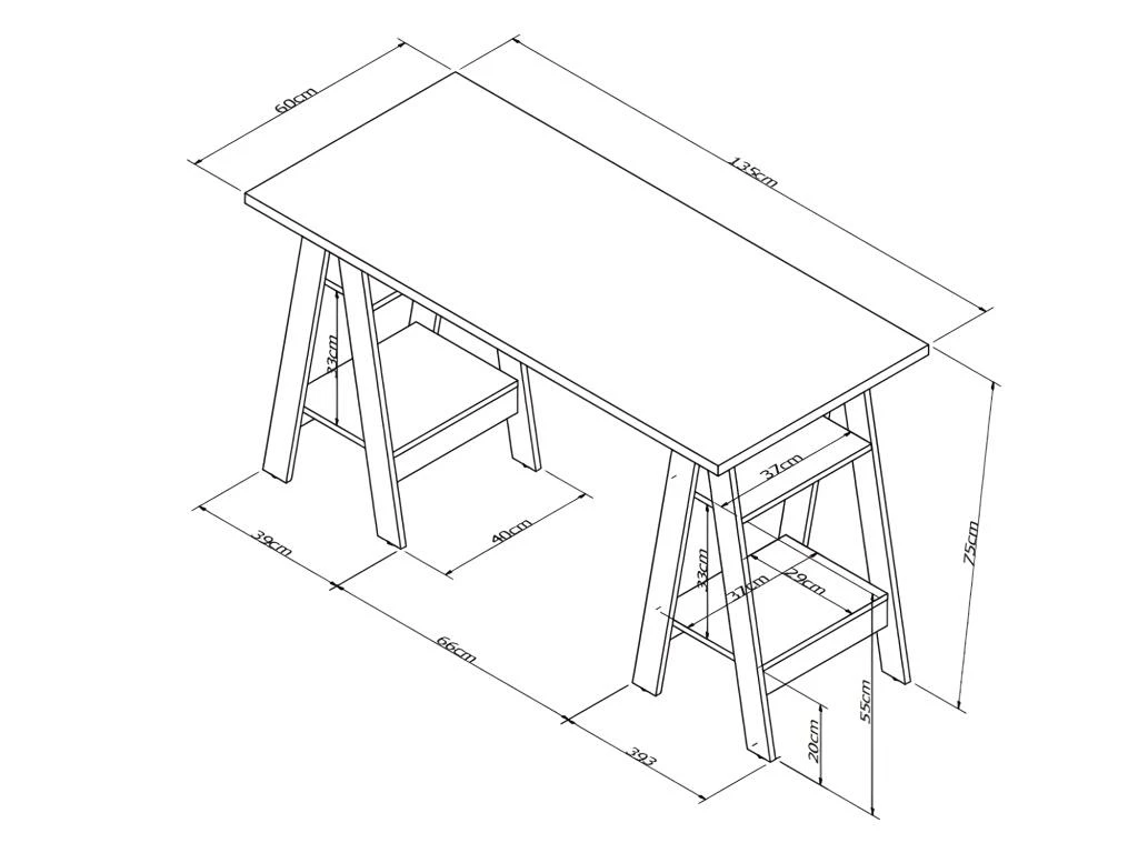 Bureau 2 Tréteaux Blanc 4 Etagères 5 Bureau 2 Tréteaux Blanc 4 Etagères – Image 5