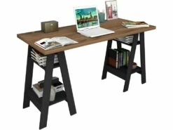 Bureau 2 Tréteaux Châtaignier Et Noir