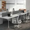 Bureau Bench 6 Personnes - Blanc - L140 Cm - Avec Séparateurs - DOWNTOWN