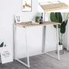 Bureau Pliable Imitation Chêne Et Métal Blanc Style Industriel