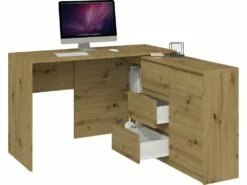 TAMEA | Bureau D'angle Avec Commode Bureau/chambre | Dimensions Bureau : 76x120x50 + Commode : 75x120x30 | Meuble Gain De Place -mobilier de bureau Shop meuble bureau 12446973