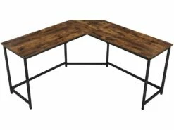 STELLY - Bureau D'angle Style Rustique Bureau - 149x149x75 Cm - Large Plateau