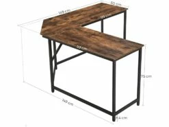 STELLY - Bureau D'angle Style Rustique Bureau - 149x149x75 Cm - Large Plateau -mobilier de bureau Shop meuble bureau 12447035