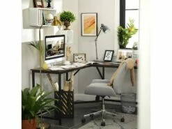 STELLY - Bureau D'angle Style Rustique Bureau - 149x149x75 Cm - Large Plateau -mobilier de bureau Shop meuble bureau 12447037