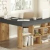 Bureau D'angle Avec Rangements - Coloris : Anthracite Et Naturel - LILEUL