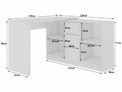 KERESTE | Bureau Informatique D'angle Modulable + Commode 120x126x79 Cm | Table Ordinateur -mobilier de bureau Shop meuble bureau 12461361