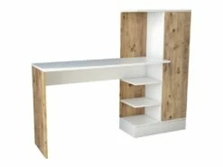 Bureau Avec Armoire De Rangements - Coloris : Naturel Et Blanc - MILARIA -mobilier de bureau Shop meuble bureau 12475765