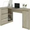 BALAUR | Bureau Informatique D'angle Chambre/bureau 155x85x77 Cm | 3 Tiroirs | Table Ordinateur Multi-rangements