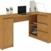 BALAUR | Bureau Informatique D'angle Chambre 155x85x77cm | 3 Tiroirs + Grandes Niches | Table Ordinateur Multi-rangements