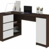 BALAUR | Bureau Informatique D'angle Contemporain 155x85x77 Cm | 3 Tiroirs + Grandes Niches | Table Ordinateur Multi-rangements