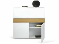 Bureau FOCUS - Blanc Et Chêne Naturel - TEMAHOME -mobilier de bureau Shop meuble bureau 12515489