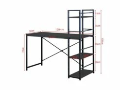 Table De Bureau Pour PC Avec Bibliothèque Bois Noir Métal Moderne -mobilier de bureau Shop meuble bureau 12520031