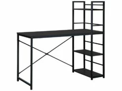 Table De Bureau Pour PC Avec Bibliothèque Bois Noir Métal Moderne -mobilier de bureau Shop meuble bureau 12520035