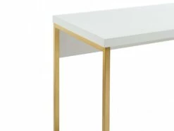Bureau Avec 3 Tiroirs - MDF Laqué Et Métal - Blanc Et Doré - TIMFIA De Pascal Morabito -mobilier de bureau Shop meuble bureau 12556067