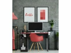 Table Gaming Pour PC Noire Rouge En Bois Moderne Avec Accessoires