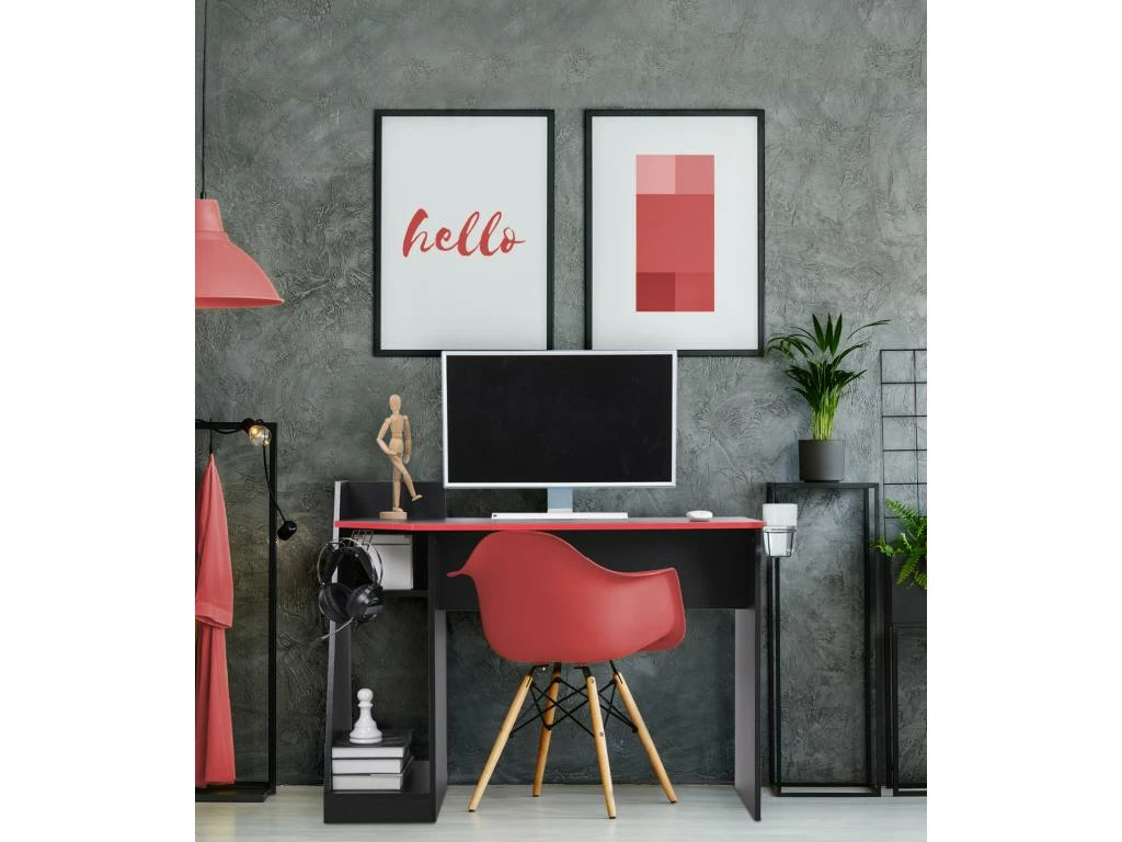 Table Gaming Pour PC Noire Rouge En Bois Moderne Avec Accessoires 1 Table Gaming Pour PC Noire Rouge En Bois Moderne Avec Accessoires