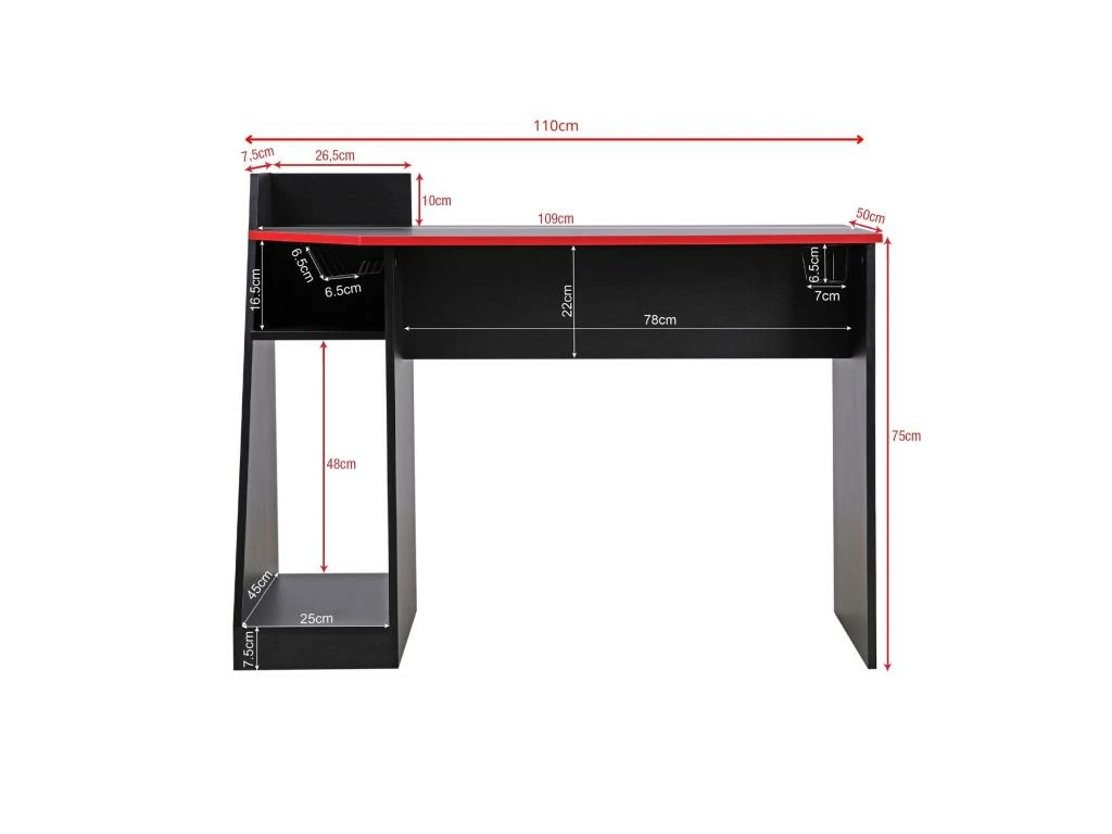 Table Gaming Pour PC Noire Rouge En Bois Moderne Avec Accessoires 3 Table Gaming Pour PC Noire Rouge En Bois Moderne Avec Accessoires – Image 3