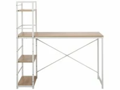 Table Bureau PC Avec Bibliothèque Blanc Beige Bois Métal Moderne -mobilier de bureau Shop meuble bureau 12587367