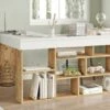 Bureau D'angle Avec Rangements - Coloris : Blanc Et Naturel - LILEUL