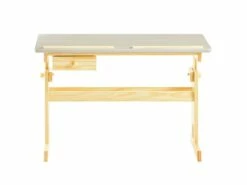 Bureau Enfant FLEXI Table à Dessin Réglable En Hauteur Et Pupitre Inclinable Avec 1 Tiroir, En Pin Massif Vernis Naturel Et Gris -mobilier de bureau Shop meuble bureau 12851007