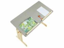 Bureau Enfant FLEXI Table à Dessin Réglable En Hauteur Et Pupitre Inclinable Avec 1 Tiroir, En Pin Massif Vernis Naturel Et Gris -mobilier de bureau Shop meuble bureau 12851011