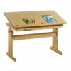 Bureau Enfant écolier Junior OLIVIA Table à Dessin Réglable En Hauteur Et Pupitre Inclinable Avec 2 Tiroirs En Pin Massif Hêtre