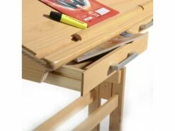 Bureau Enfant écolier Junior OLIVIA Table à Dessin Réglable En Hauteur Et Pupitre Inclinable Avec 2 Tiroirs En Pin Massif Hêtre -mobilier de bureau Shop meuble bureau 12851041