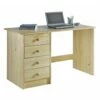 Bureau ARNE Pour Enfant Ou Adulte Multi Rangements, Avec 4 Tiroirs, En Pin Massif Vernis Naturel