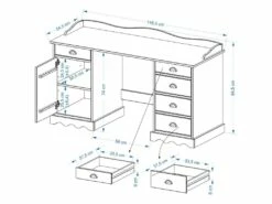 Bureau SANDRINE Multi Rangements 5 Tiroirs Et 1 Placard Avec Corniche En Pin Massif Lasuré Blanc 7 Bureau SANDRINE Multi Rangements 5 Tiroirs Et 1 Placard Avec Corniche En Pin Massif Lasuré Blanc -mobilier de bureau Shop meuble bureau 12851149