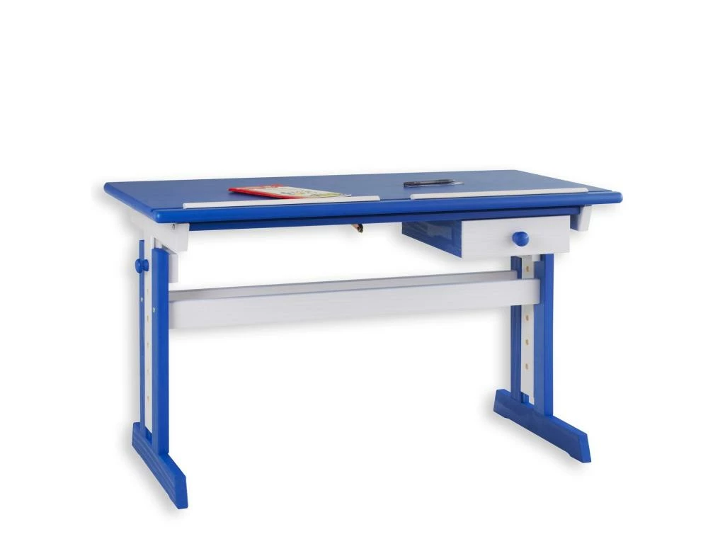 Bureau Enfant écolier Junior FLEXI Table à Dessin Réglable En Hauteur Et Pupitre Inclinable Avec 1 Tiroir En Pin Lasuré Blanc Bleu 3 Bureau Enfant écolier Junior FLEXI Table à Dessin Réglable En Hauteur Et Pupitre Inclinable Avec 1 Tiroir En Pin Lasuré Blanc Bleu – Image 3