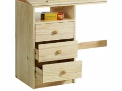 Bureau Enfant écolier Junior KEVIN Pupitre Inclinable Avec 3 Tiroirs 1 Casier En Pin Massif Vernis Naturel -mobilier de bureau Shop meuble bureau 12851187