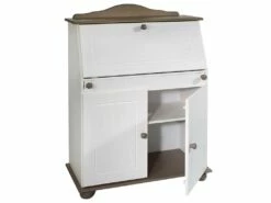 Bureau Secrétaire DAVID Avec Abattant Rangement Plusieurs étagères 2 Portes Plan De Travail Rabattable, En Pin Massif Taupe Et Blanc 8 Bureau Secrétaire DAVID Avec Abattant Rangement Plusieurs étagères 2 Portes Plan De Travail Rabattable, En Pin Massif Taupe Et Blanc -mobilier de bureau Shop meuble bureau 12851241